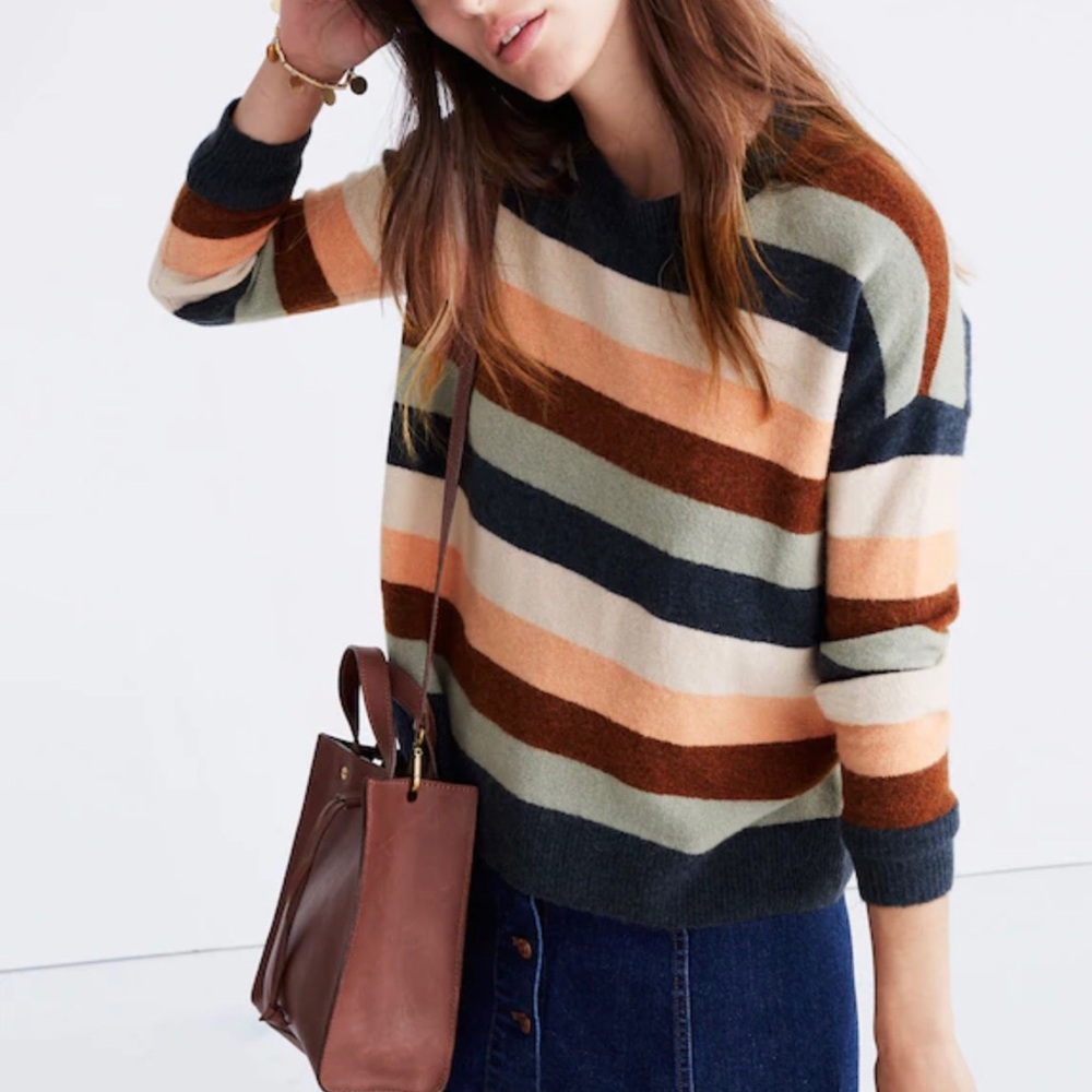 MADEWELL sweater women small Elmwood stripe merino wool alpaca
